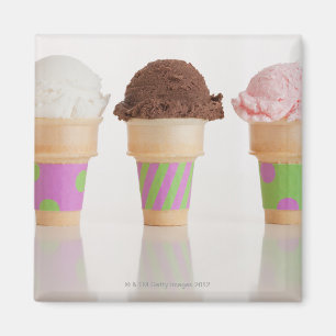 Three ice cream cones magnet
