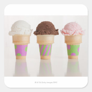 Three ice cream cones square sticker