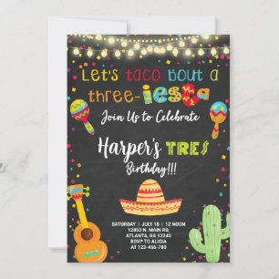 Three-iesta fiesta girl birthday invitation. invitation