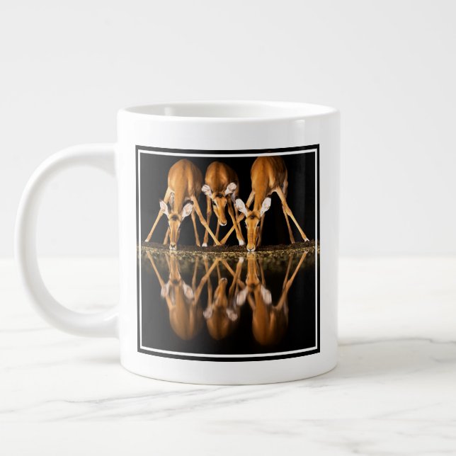 Three Impala Drink Together at Night Large Coffee Mug (Left)
