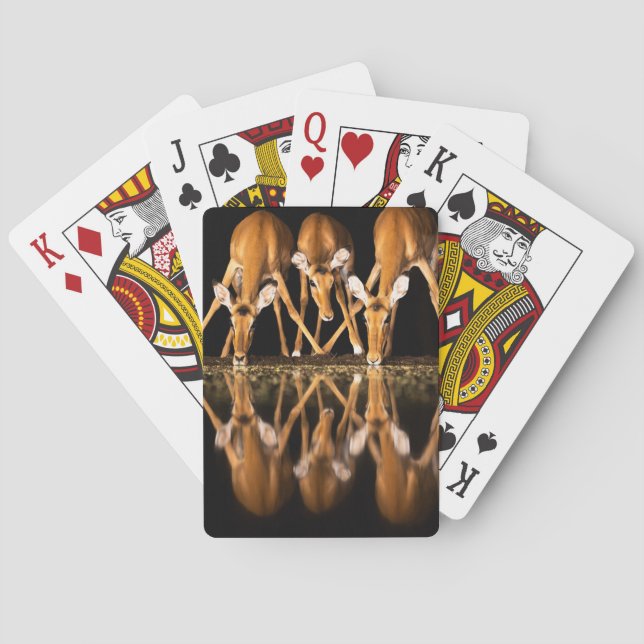 Three Impala Drink Together at Night Playing Cards (Back)