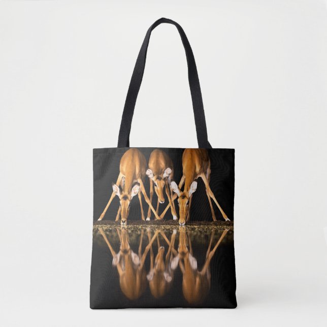 Three Impala Drink Together at Night Tote Bag (Front)