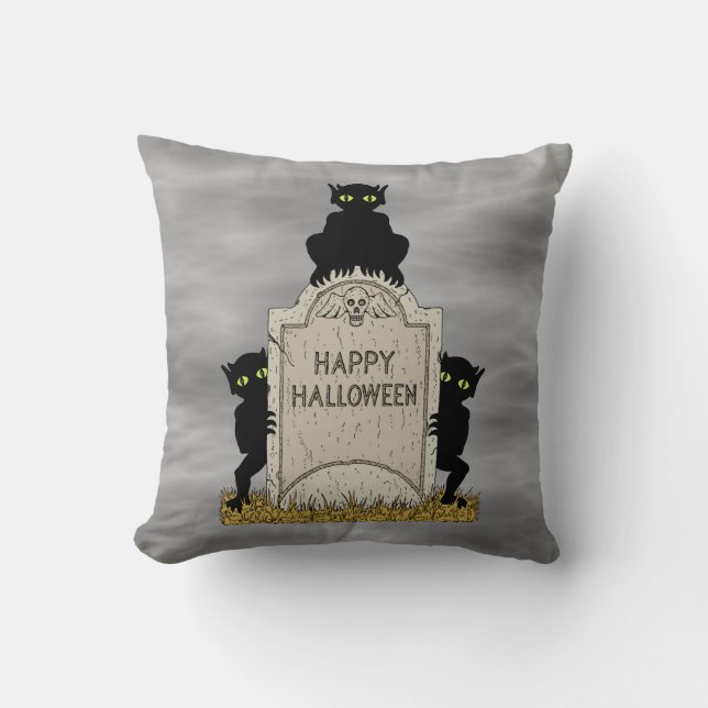 Three Imps Happy Halloween Cushion (Front)