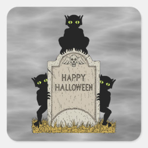 Three Imps Happy Halloween Square Sticker