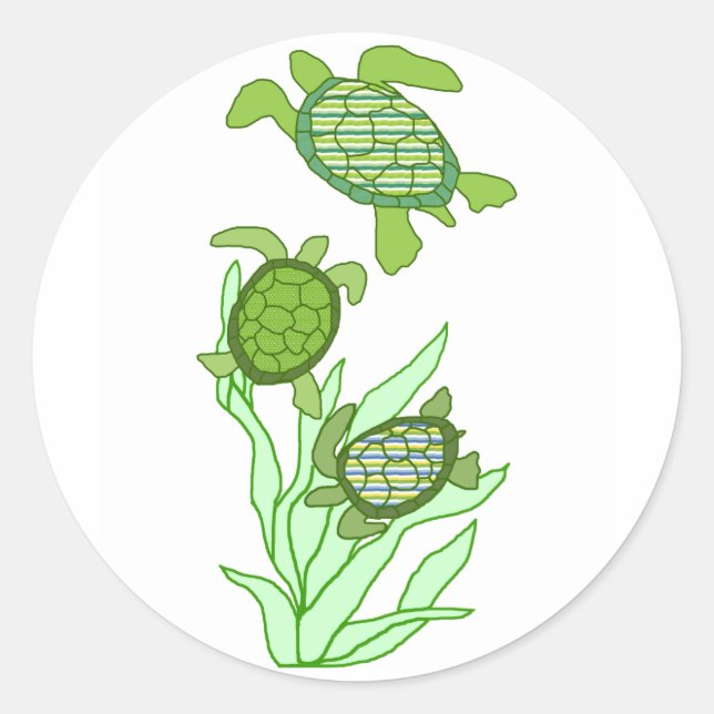 Three in a row sea turtle stickers (Front)