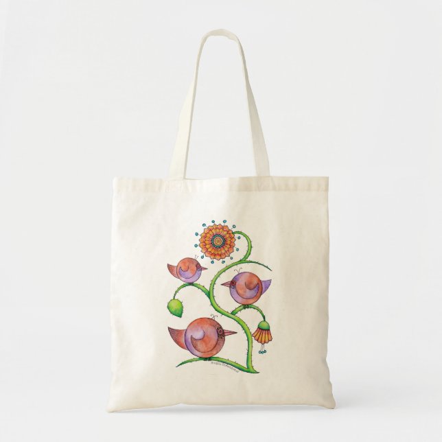 'Three in a tree' Birds Tote Bag (Front)