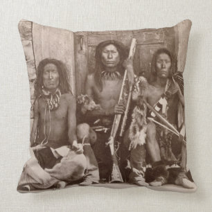 Three Indian Braves, photographed by the Royal Eng Cushion