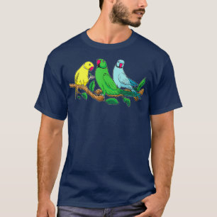 Three Indian Ringneck Parrots Ringnecked Parrot T-Shirt
