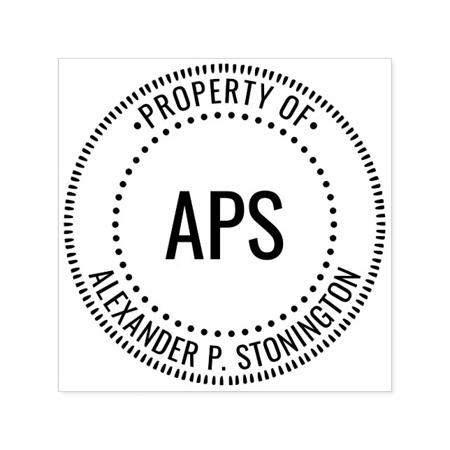 Three Initials “Property of” Notary Style Frame Self-inking Stamp (Design)