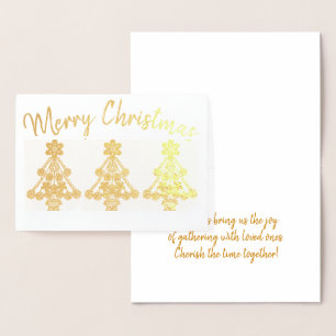 Three Intricate Christmas Tree Outlines Custom Foil Card