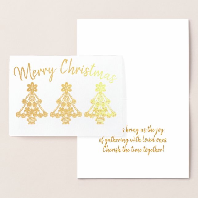 Three Intricate Christmas Tree Outlines Custom Foil Card (Display)