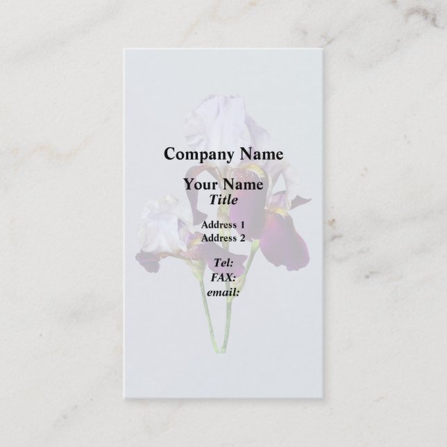 Three Irises in Shades of Magenta Business Card (Front)