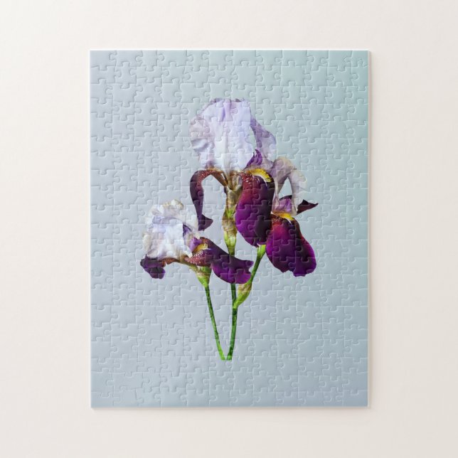 Three Irises in Shades of Magenta Jigsaw Puzzle (Vertical)