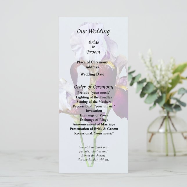 Three Irises in Shades of Magenta Program (Standing Front)