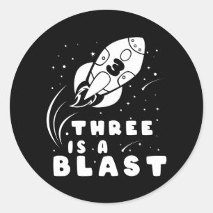 THREE IS A BLAST 3rd Birthday Boy 3 Year Old Classic Round Sticker