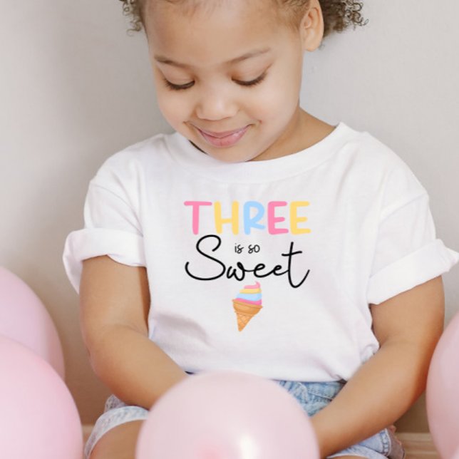 Three Is So Sweet Ice Cream Summer 3rd Birthday Toddler T-Shirt (Creator Uploaded)
