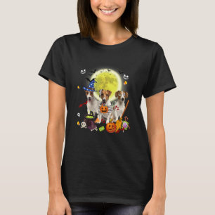Three Jack Russell Terrier Dogs Witch Scary Mummy  T-Shirt