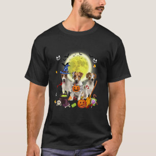 Three Jack Russell Terrier Dogs Witch Scary Mummy T-Shirt