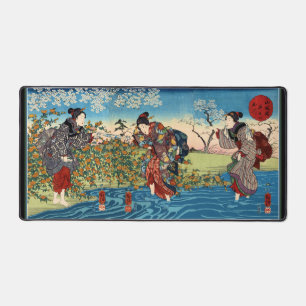 Three Japanese Ladies Crossing River Desk Mat