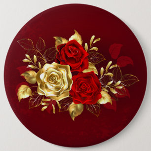 Three Jewellery Roses 6 Cm Round Badge