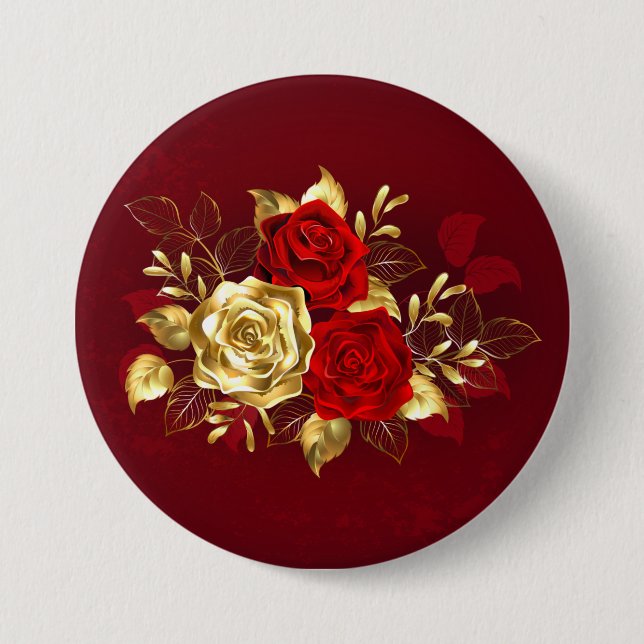 Three Jewellery Roses 7.5 Cm Round Badge (Front)