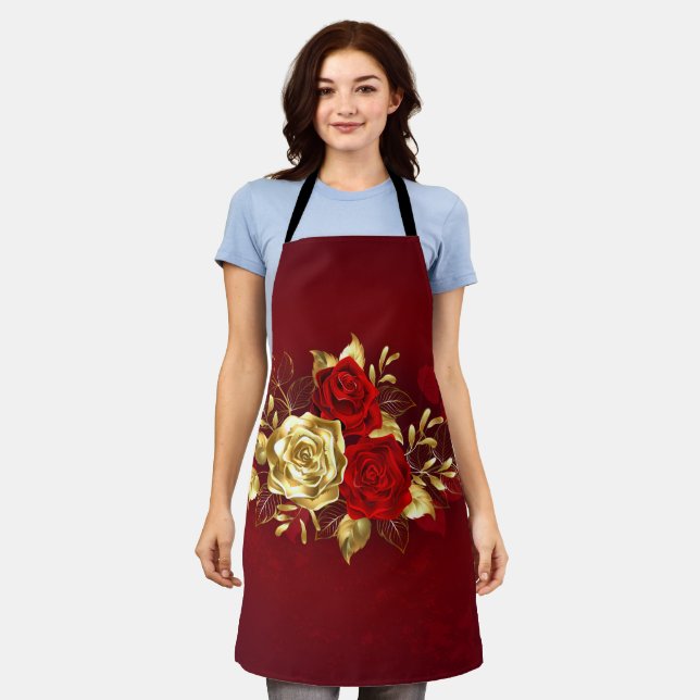 Three Jewellery Roses Apron (Worn)