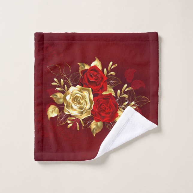 Three Jewellery Roses Bath Towel Set (Wash Cloth)