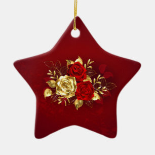 Three Jewellery Roses Ceramic Ornament