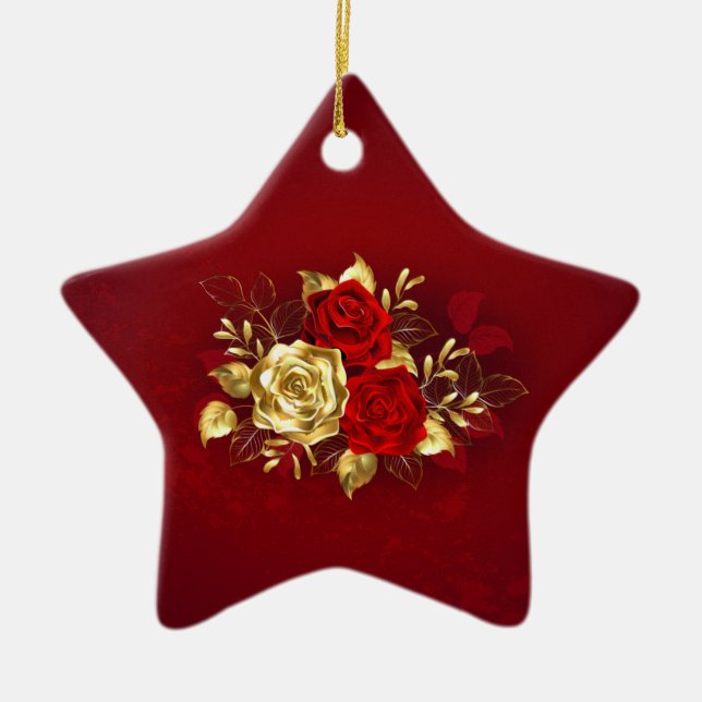 Three Jewellery Roses Ceramic Ornament (Front)