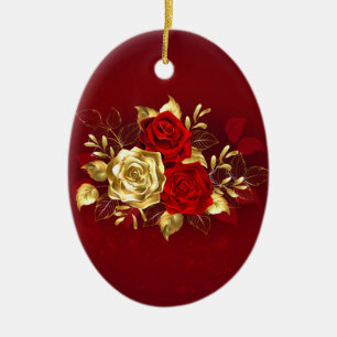 Three Jewellery Roses Ceramic Ornament