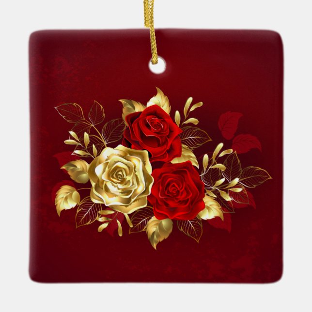 Three Jewellery Roses Ceramic Ornament (Front)