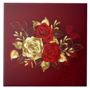 Three Jewellery Roses Ceramic Tile