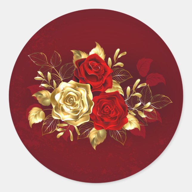 Three Jewellery Roses Classic Round Sticker (Front)