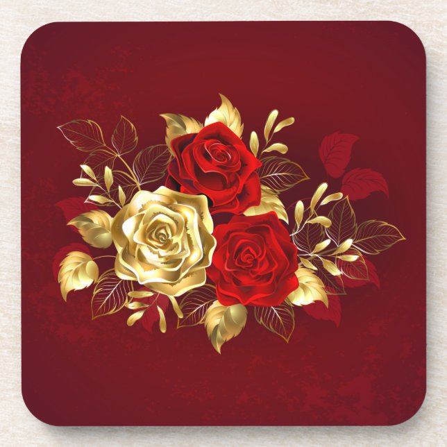 Three Jewellery Roses Coaster (Front)