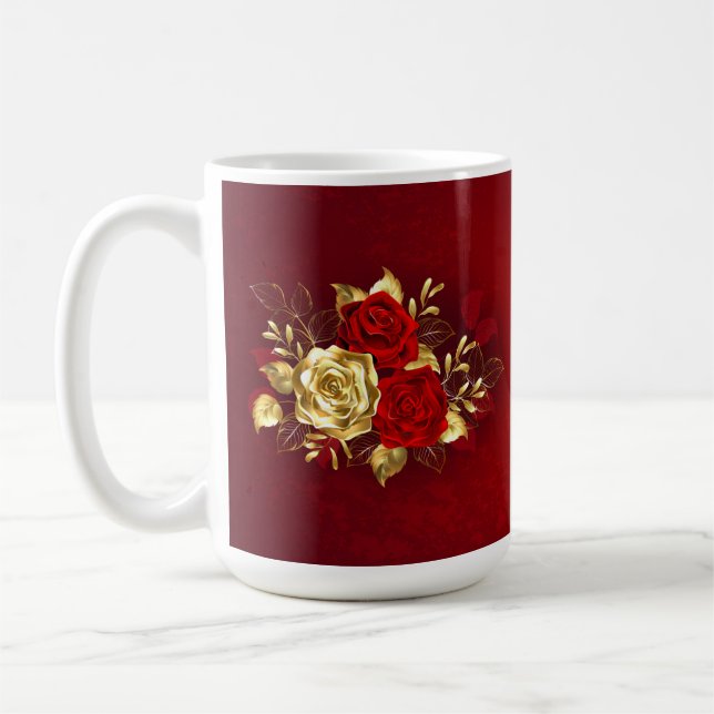 Three Jewellery Roses Coffee Mug (Left)