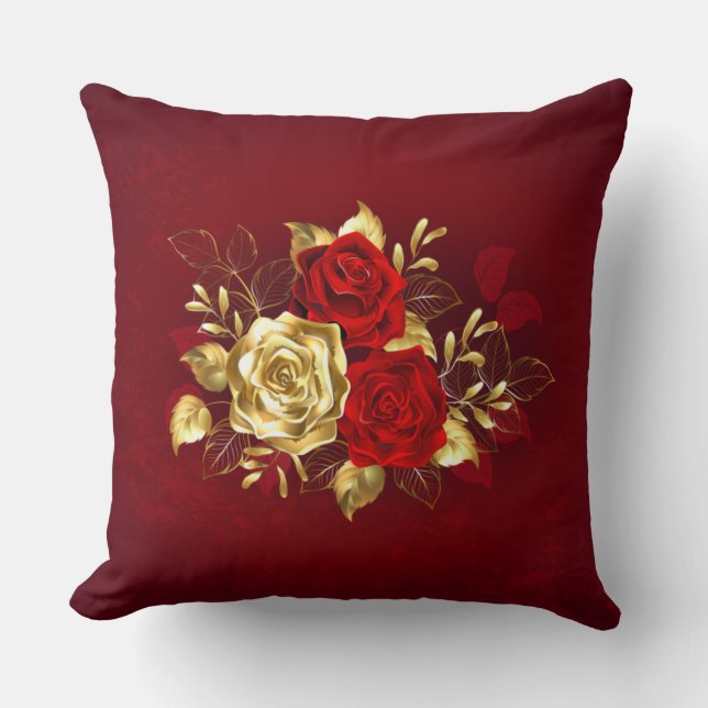 Three Jewellery Roses Cushion (Front)