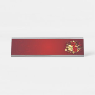 Three Jewellery Roses Desk Name Plate