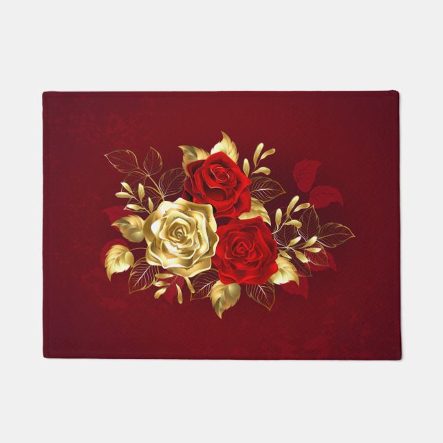 Three Jewellery Roses Doormat (Front)
