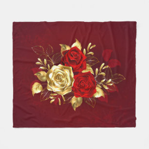 Three Jewellery Roses Fleece Blanket