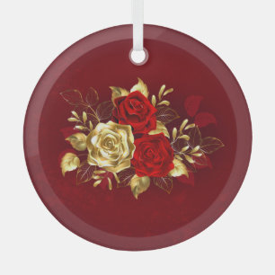 Three Jewellery Roses Glass Tree Decoration