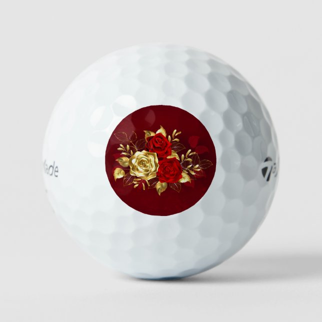 Three Jewellery Roses Golf Balls (Front)