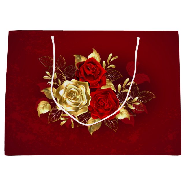 Three Jewellery Roses Large Gift Bag (Front)