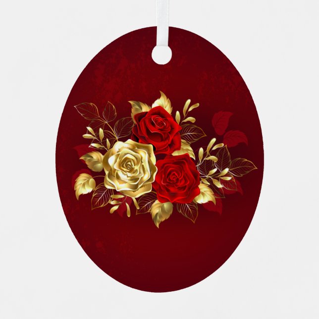 Three Jewellery Roses Metal Tree Decoration (Front)