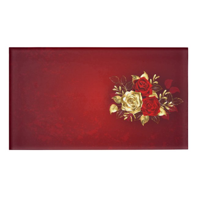 Three Jewellery Roses Name Tag (Front)
