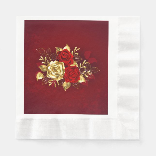 Three Jewellery Roses Napkin (Front)