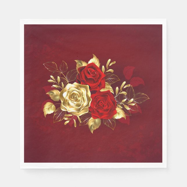 Three Jewellery Roses Napkin (Front)