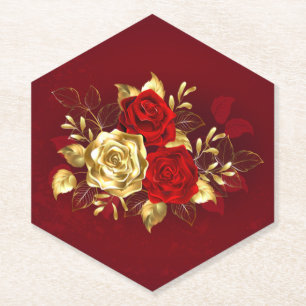 Three Jewellery Roses Paper Coaster