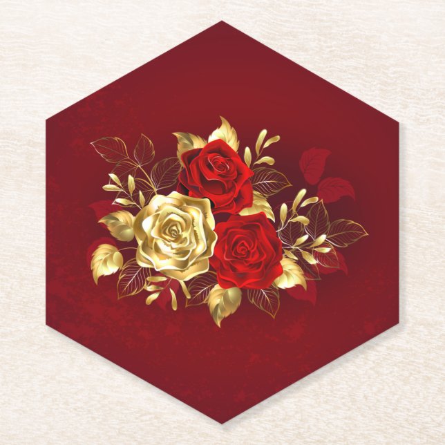 Three Jewellery Roses Paper Coaster (Front)