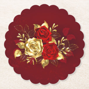 Three Jewellery Roses Paper Coaster
