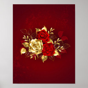 Three Jewellery Roses Poster